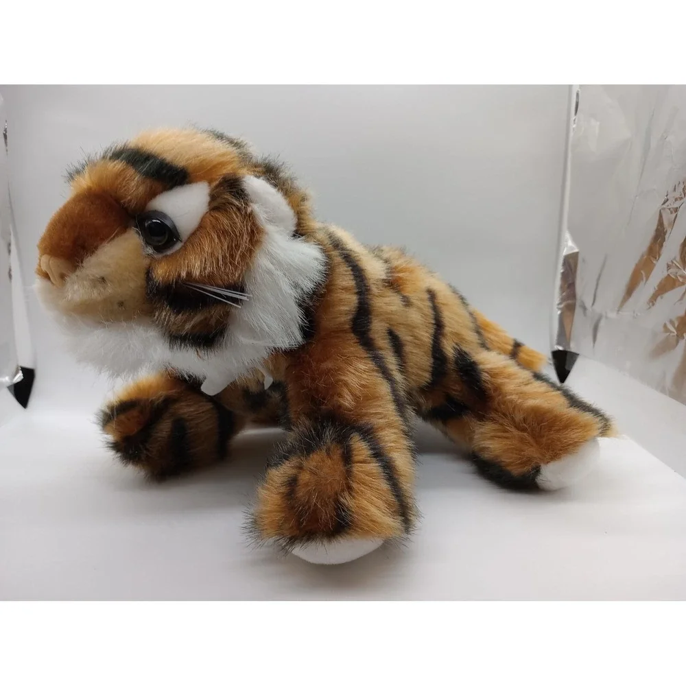 Plush Tiger Stuffed Animal Orange Black Striped Chinese Good Fortune Paw 11 inch